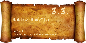 Babicz Beáta névjegykártya