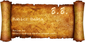 Babicz Beáta névjegykártya